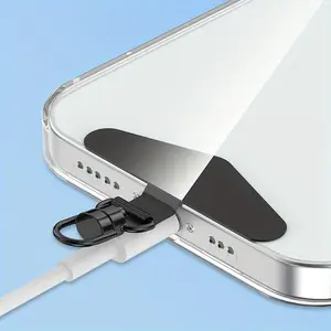 2pcs Stainless Steel Phone Lanyard Clips, 360 Degree Rotating Metal Hooks, Durable Mobile Accessories for Phones