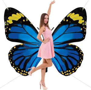 Large Monarch Butterfly Backdrop Banner Giant Butterfly Wings Decorations  Shower Photograph Background for Women Birthday Party Booth Photo Props Wall Decor(Blue)