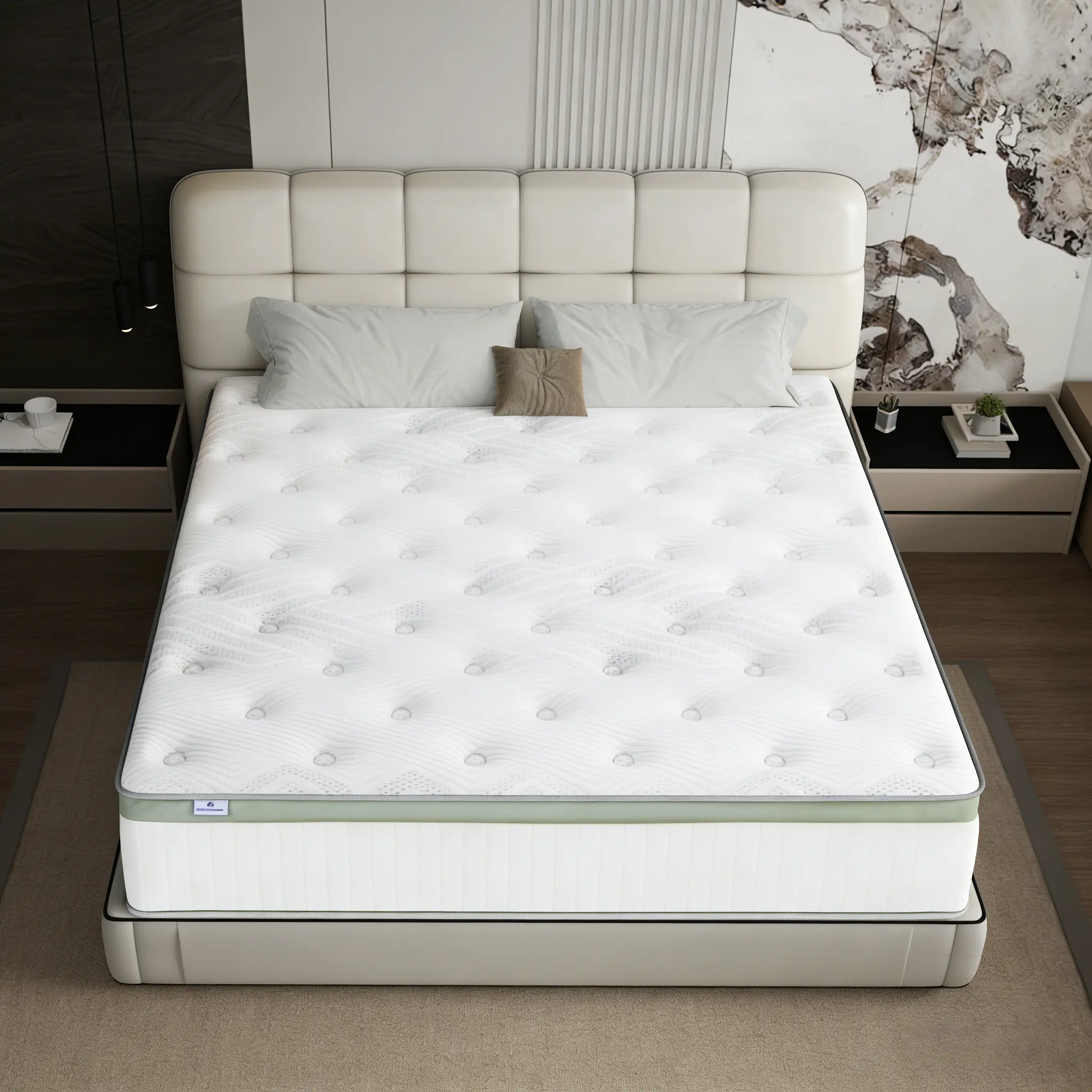 Queen Size Hybrid Mattress - 10/12/14 in Medium Firm, Memory Foam & Spring, Lumbar & Neck Support, Cotton, Durable, 200kg Capacity, Anti-Allergic, Anti-Dust Mite, Bedroom Indoor Furniture, Boxed for Adults, Ideal Holiday Gift