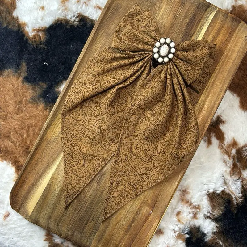 Vintage Paisley Bow Hairpin for Women, Handmade Fabric Tie Front Bowknot with Gold Metal Buckle, Decorative Western Fashion Accessory, Unisex, Western Look, Unique And Personalized, Decorative Boutique Bow Hair Clips