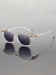 Unisex Fashion Elegant Embroidered Sunglasses, Square Frame, Multiple Colors Available, Casual Versatile, Perfect for Music Festivals Parties Daily Photography, Trendy Sun Glasses