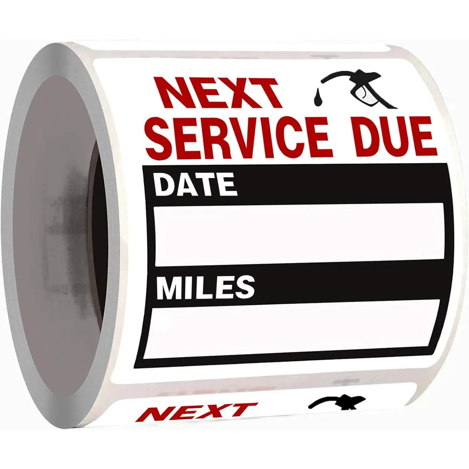 Auto Maintenance Oil Change Reminder Vinyl Stickers - 2x2 in Adhesive Vinyl Decal Roll, Bright Ink Tags, Windshield Fit, Removable Glue, 1 Roll (Black, 100 Pieces)