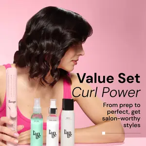 L'ANGE HAIR -  Curl Power Value Set - Le Duo 2-in-1 360° Airflow Curling Iron, Salt + Séa Texturizing Spray 4oz, Thermal Magique Heat & Humidity Tamer 4oz, Déjà Vu Dry Shampoo 3oz Hair Styling Tools Titanium