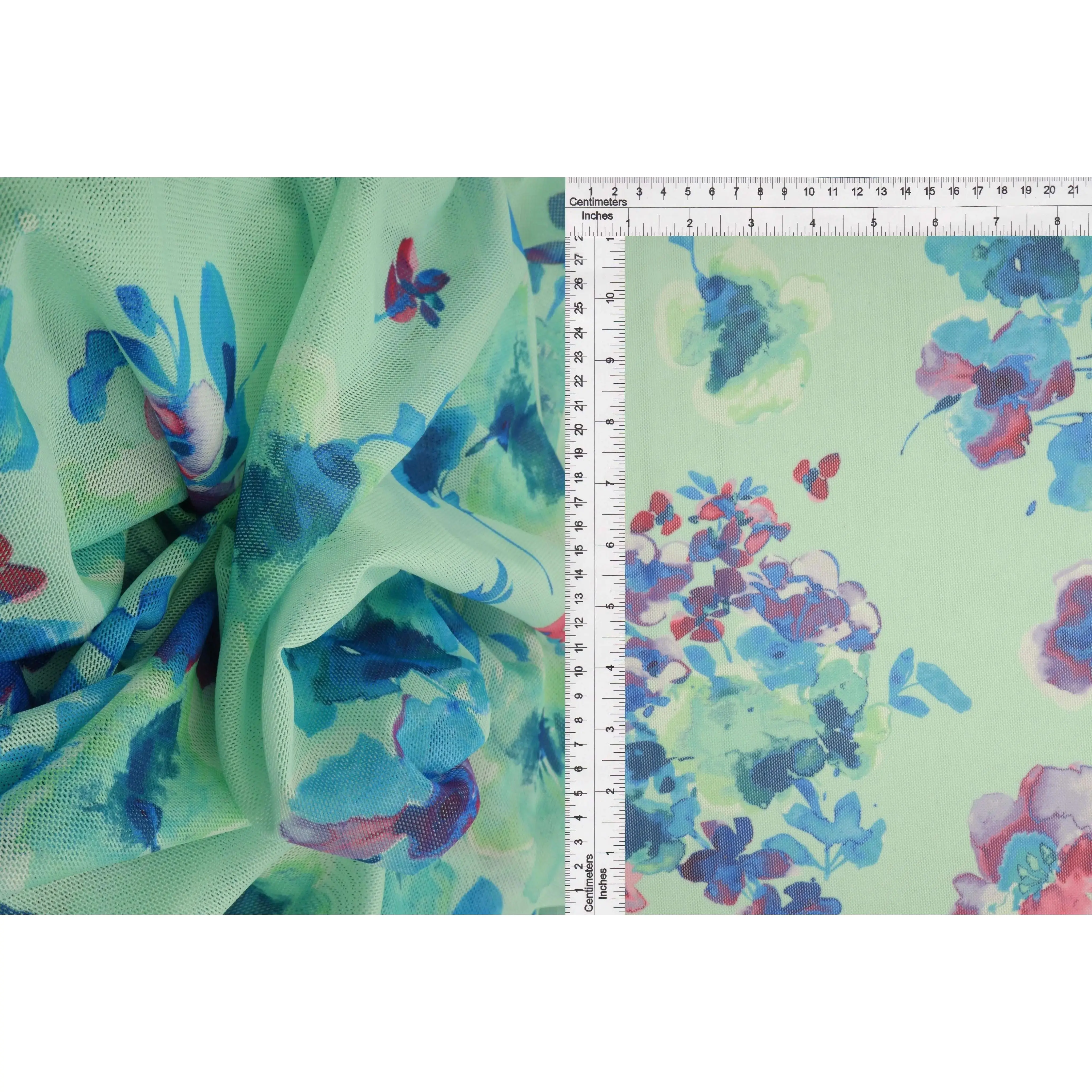 Digital Floral Print Polyester-Spandex Knit Fabric, 54-Inch Wide, Apparel-Grade Textile for Sewing Projects