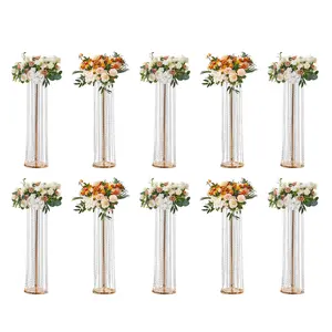 VEVOR 10PCS 35.43inchTall Crystal Wedding Flowers Stand,  Luxurious Centerpieces Flower Vases Crystal Gold Vase Metal, Perfect for T-stage Wedding Party Ceremony Dinner Event Hotel Home Decor