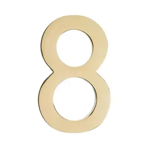212 MAIN 5 in. Polished Brass Metal House Number 8 - Wall Metal Plaque, House Number Plate, Decor Sign for Home Decor