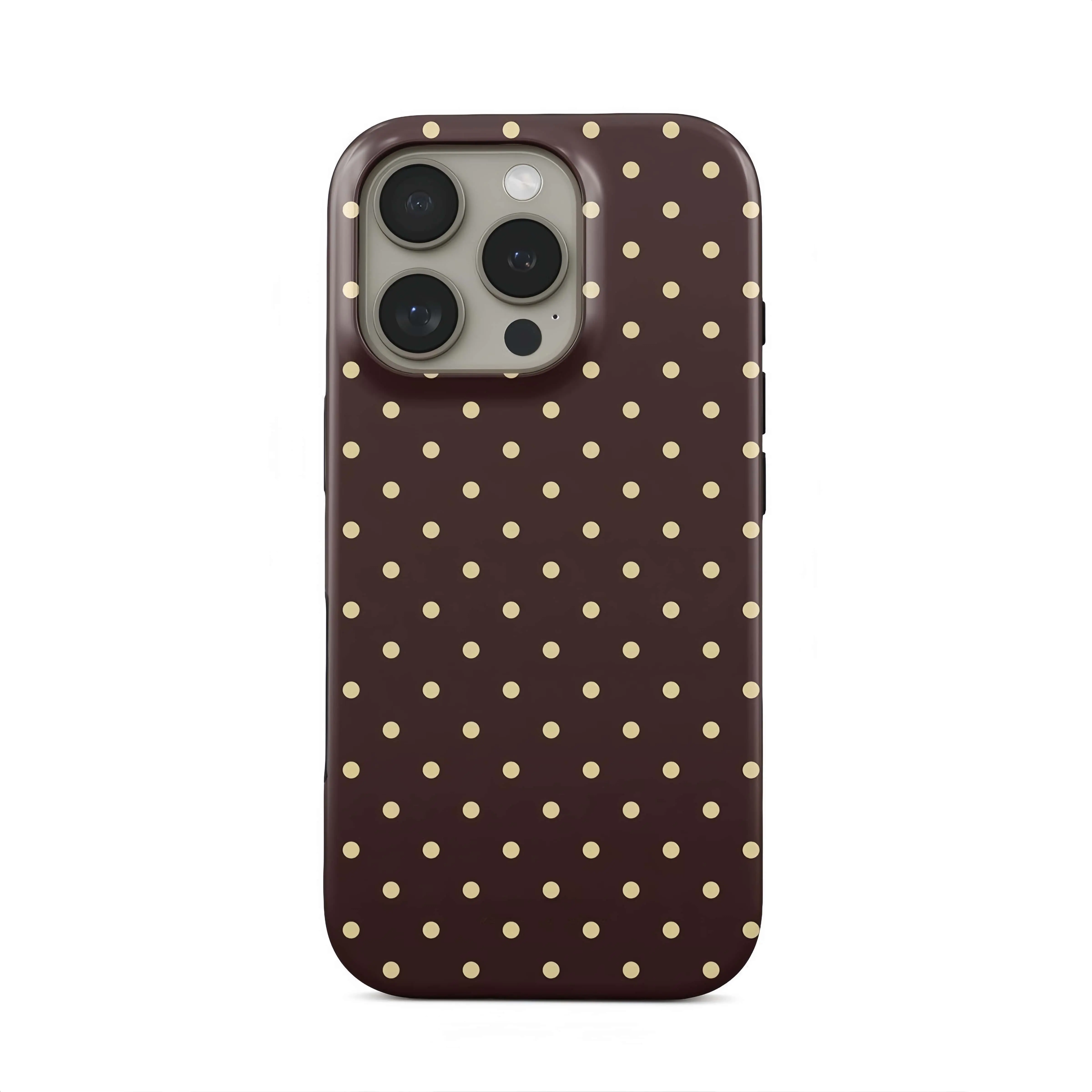 Brown polka dot iPhone case, suitable for iPhone17 ProMax, 17Air, 16Pro, 15, 14, 13, 12.Premium phone case|   Shockproof protective phone case|   Smart phone case, a gift for girls