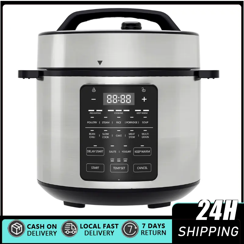 9-in-1 Smart Electric Pressure Multi-Cooker - Non-Stick Pot with 14 Presets, Slow Cook, Rice Cook, Yogurt Maker, Sauté, Steamer, Warmer, Sterilizer - Black Indoor Kitchen Appliance, Smart Pot