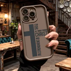 Faith Cross Bible Verse Christian Phone Case for iPhone 17 16 15 14 Pro Max 13 12 11 Air XR XS Plus /Samsung Galaxy S25 S24 S23 S22 Ultra Plus FE Shockproof Anti Drop Protective Durable TPU Cover Christmas Protection Suitable for Samsung S24 FE