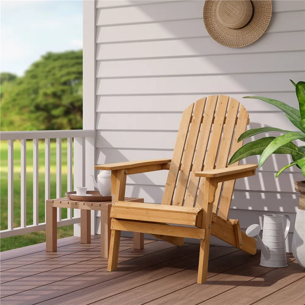 Yaheetech Folding Adirondack Chair Outdoor Solid Wood Garden Chair Weather Resistant, Fire Pit Lounge Chairs for Garden/Yard/Patio/Lawn
