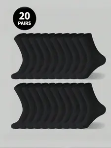 20 Pairs Mid-Calf Socks, Breathable High Tube Ankle Socks, Unisex Casual Crew Socks, Moisture-Wicking Odor-Resistant Multi-Purpose Sock Set