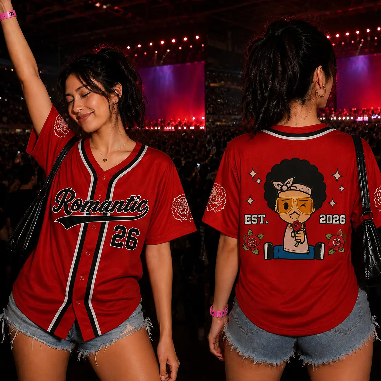 Romantic Concert Jersey, Pop Music Inspired Baseball Shirt, 2026 Concert Outfit Gift
