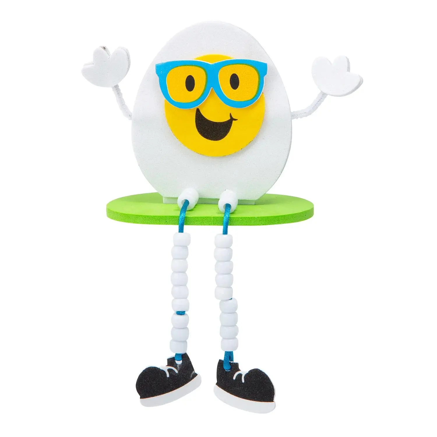 Easter Silly Egg Character Beaded Dangle-Leg Craft Kit, 5.5" x 6" Size, Playful Look - Makes 12 Festive Party Decoration Craft Supply