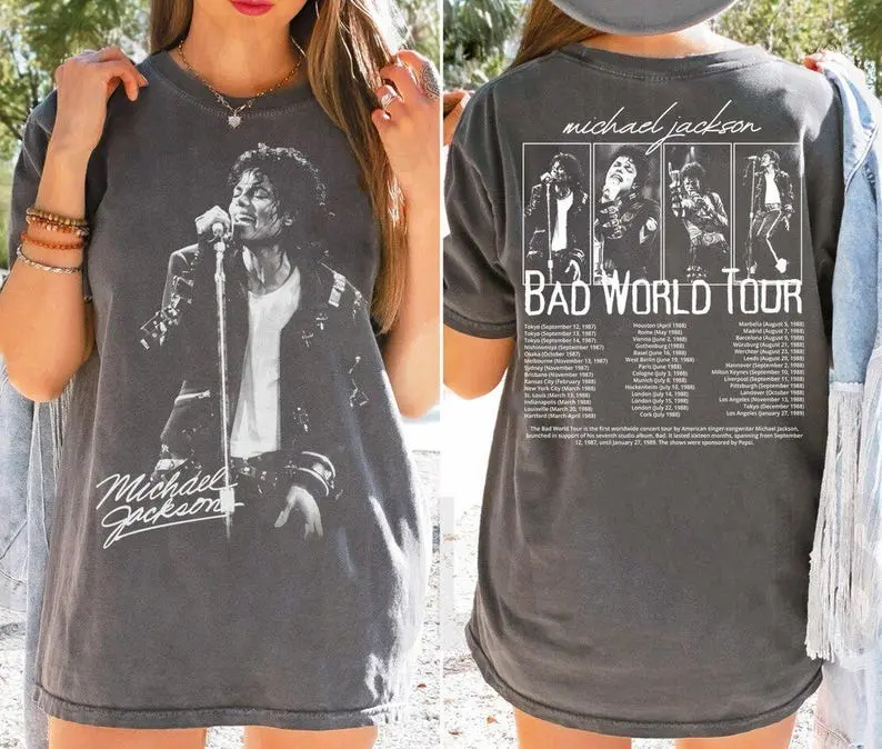 Vintage Michael Jackson Bad World Tour 1987 T-Shirt, King of Pop Concert Outfit, Retro Bootleg Music Tee, King Of Pop Unisex Fan Gift