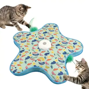 Interactive Cat Toys Rechargeable,Moving Concealed Feathers,Real Mouse Squeaky,Touch Activated Cat Kitten Toy Exercise Toys for Indoor Bored Adult Cats