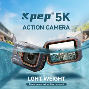 KPEP Real 5K Action Camera, 1/2.86" Sensor, 5K Cinematic Video, Hyper Stabilization, Drop-Proof & Waterproof Up to 100 Ft, Great for Motorcycle, Bike Riding, Running, Climbing, Beach Trips, Water Sports & Daily Vlog Shooting