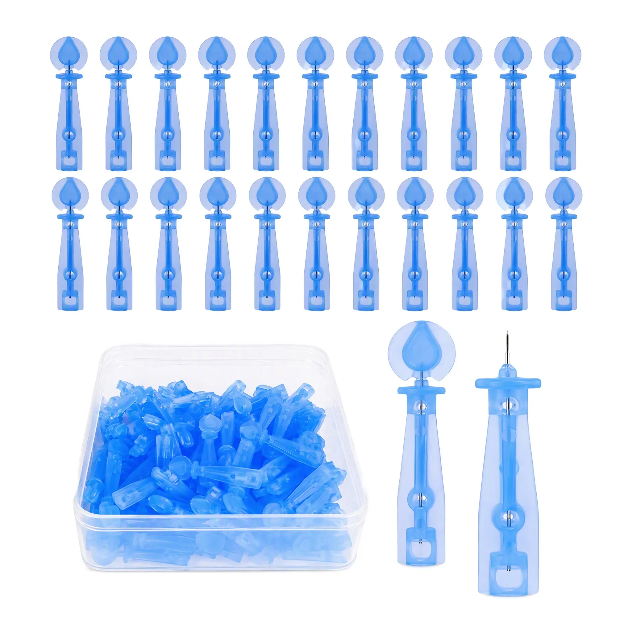 Disposable Blue Acne Needles - Single Use Blackhead & Pimple Extractor Tool, Portable Sterile Blemish Remover Needle, Sanitary Skin Care Tool For Home Facial Cleansing