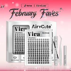 Viva | AiryCute MangaMagic Collection Upgrade U Lashes with Ultra-Dense, Waterproof, Long-Lasting Lashes | Fairy | Fashion Wet Look | Beginner-Friendly DIY Lashes for a Flawless, Voluminous Look | Trendy & Must-Have Clusters
