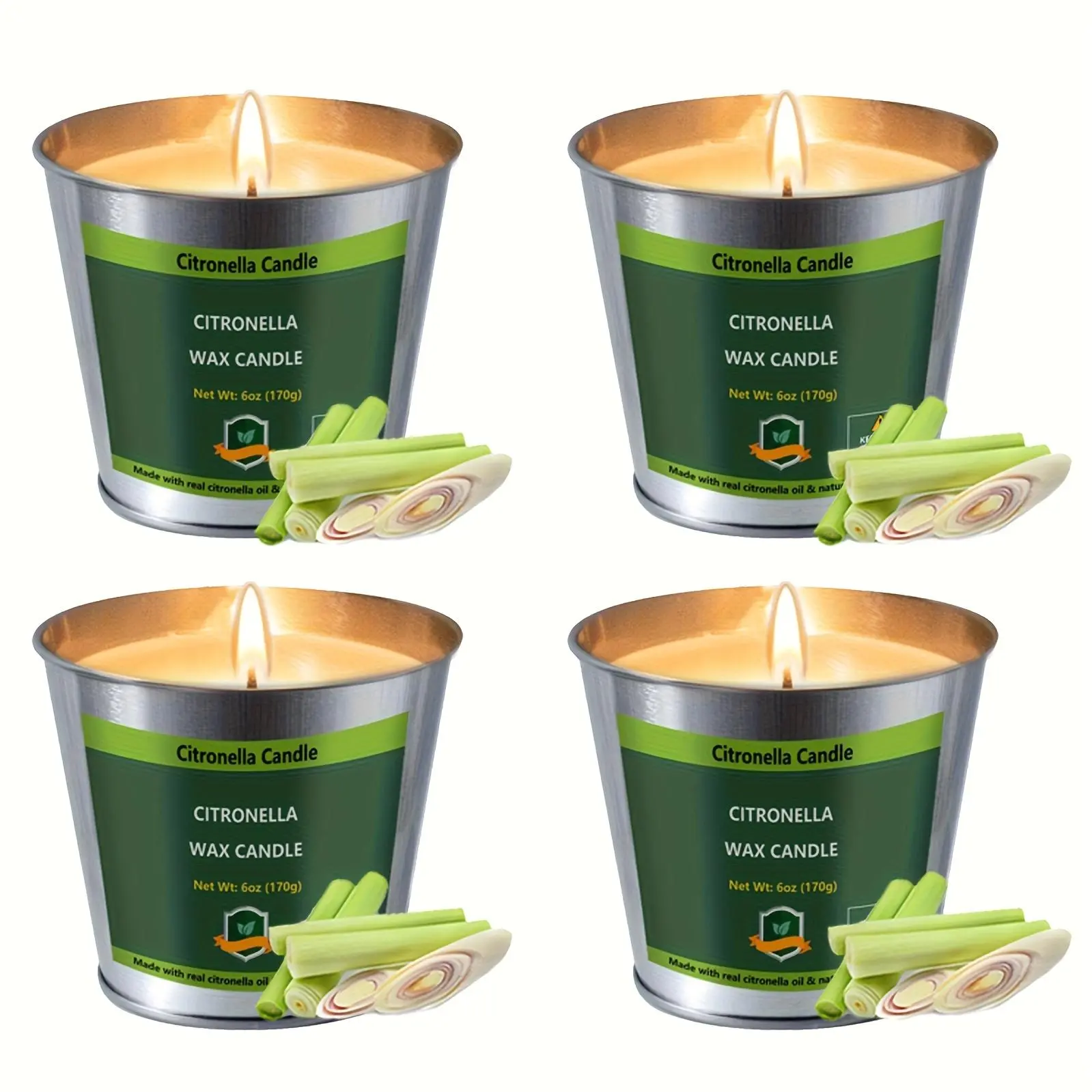 4pcs Citronella Candles Outdoor, 6oz Pack Of 4 128 Hours Burning, Citronella Candles Set Outside for Party Hiking Camping Patio BBQ Deck Lanai Garden Yard Home, Home Decor, Father's Day Gift