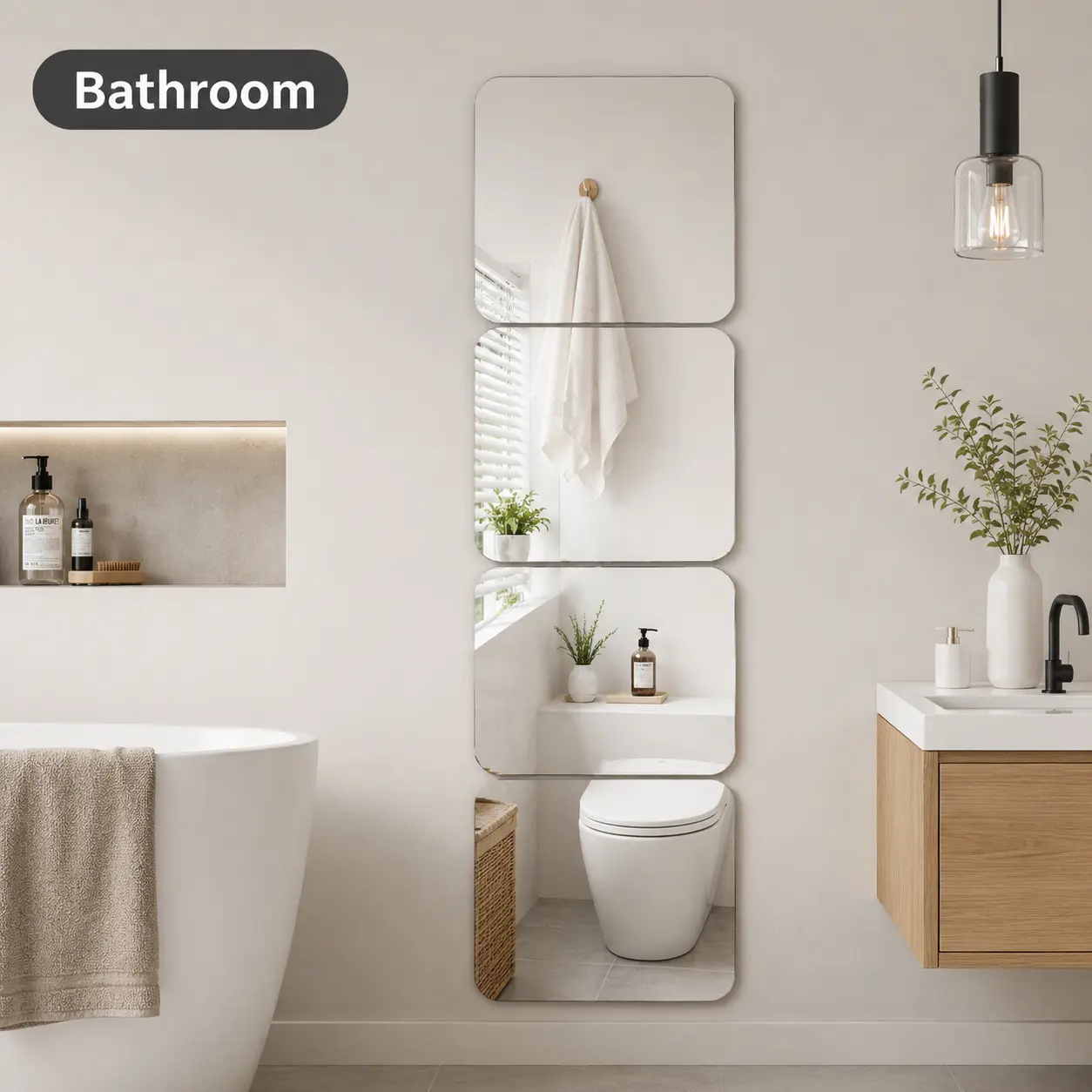 Frameless Wall Mirror Tiles – Acrylic & Flexible Plastic Mirror Stickers for Bedroom, Bathroom, Home Gym, Door & Kids Room Décor, Multiple Sizes Available