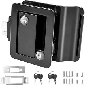 Black RV Door Lock Replacement  Upgraded Paddle Deadbolt with 4 Keys, Zinc Alloy Camper/Trailer Entry Latch for Travel Trailers  More