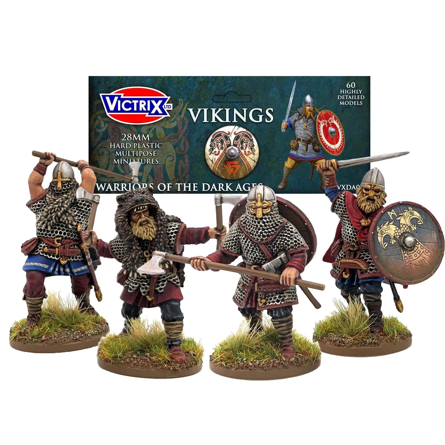 Victrix 28mm Viking Miniatures Set for Wargaming - Includes Bonus Miniature STL, Armored & Unarmored Figures