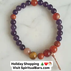 Amethyst and Carnelian Gemstone Bracelet - Elegant Combination for Everyday Wear or Special Occasions