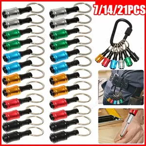 1/4 inch Hex Shank Bit Holder, 6pcs Quick Release Drill Bit Holder Keychain for Impact Driver, Portable Screwdriver Bits Holder, High Quality Hardware Aluminum Alloy, Color Coded - Gift for Men  Industrial Tools