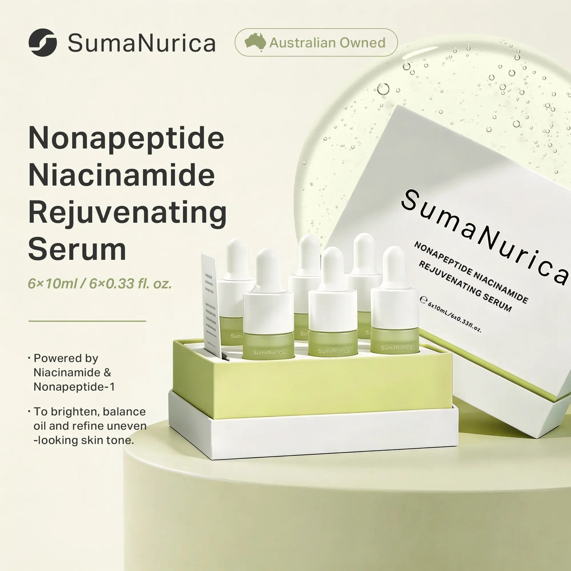 SUMANURICA Rejuvenating Serum with Nonapeptide-Niacinamide, Dark Spot Removal Treatment, Brightens Dull Skin, Suitable for All Skin Types, Brighten Dull Skin