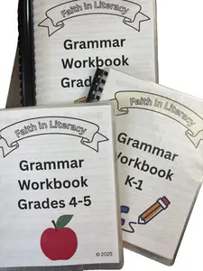Faith in Literacy Grammar Skills Practice Books for Grades K-5 Levels 1, 2, & 3 Engaging Workbooks for Grammar Skills & Writing Development, Soft Cover