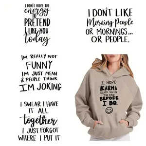 Funny Letter Pattern DTF Transfer Sticker, 6 Counts/set Washable & Heat Press Ready Decals for T-shirts, Masks, Jeans, Backpacks, DIY Supplies Craft