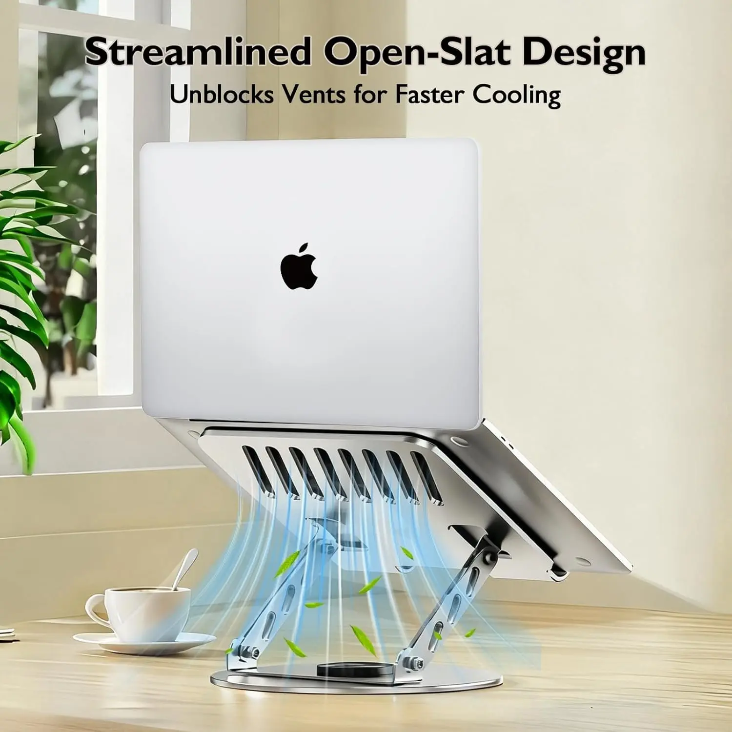 360° Rotating Adjustable Laptop Stand - Foldable Portable Riser with Dual Rotary Shaft, Ergonomic for 10-17.3" Laptops & MacBook, Sturdy Carbon Steel Computer Peripherals with Funny Stickers, Cottage Core Organizer
