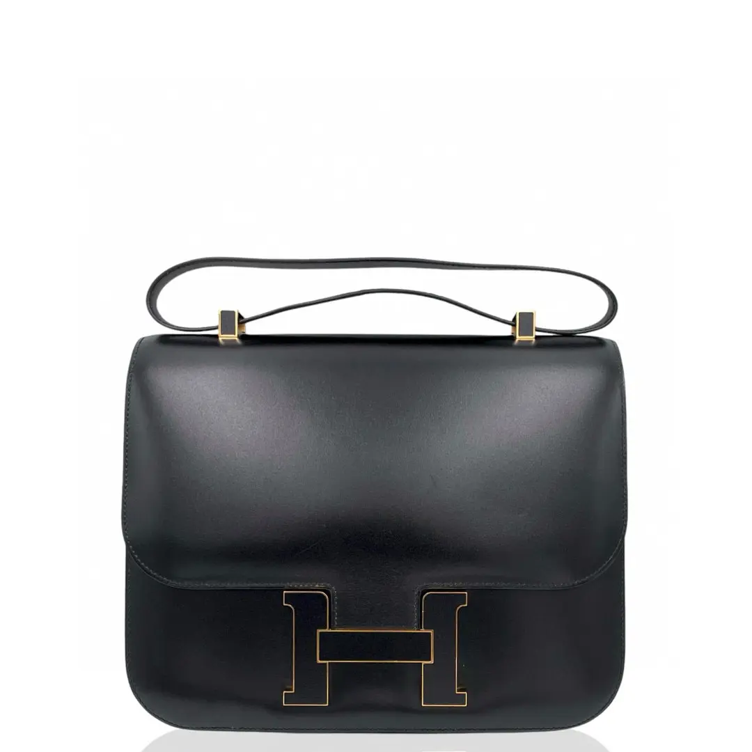 Pre-owned HERMÈS leather Shoulder Bags Hermes Constance 30 Box 89 Noir (1213a6)