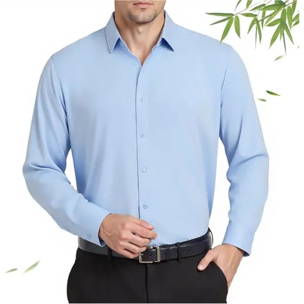Men’s Non-Iron Wrinkle-Free Dress Shirt | Luxury Modal & Silk Blend | Moisture-Wicking, 4-Way Stretch & Slim Fit for Business or Casual