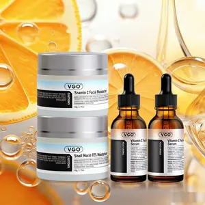 VGO Snail Mucin 92% Moisturizer 50g Daily Face Gel Cream (cremas para la cara) and Vitamin C Facial Serum Essence moisturizer Skincare Hyaluronic Skin Repair Comfort  Anti-Wrinkle Moisturizing Cream [ Buy two get two free]