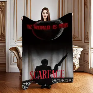 A vintage Scarface themed TV series printed flannel blanket, soft and durable, perfect for the office, sofa, bedroom or home supplies 50*40 blanket plushthin quilt holiday gift Intense Nacho Printed Flannel Blanket