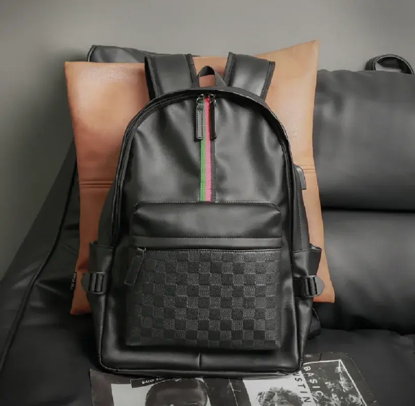New Fashion Plaid Designer Travel Backpacks Men Women's High Quality Leather Shoulder Bags Large Capacity School Bag Backpack
