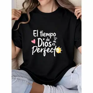 Women'S Casual Crew Neck Sweatshirt with Inspirational Spanish Quote "El Tiempo de Dios Es Perfecto"