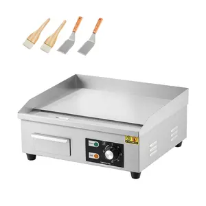 Garvee Stainless Steel Electric Griddle 18-Inch Teppanyaki Grill with 1600W Power, Adjustable Temperature, Includes 2 Spatulas and 2 Brushes for Cooking and Barbecue