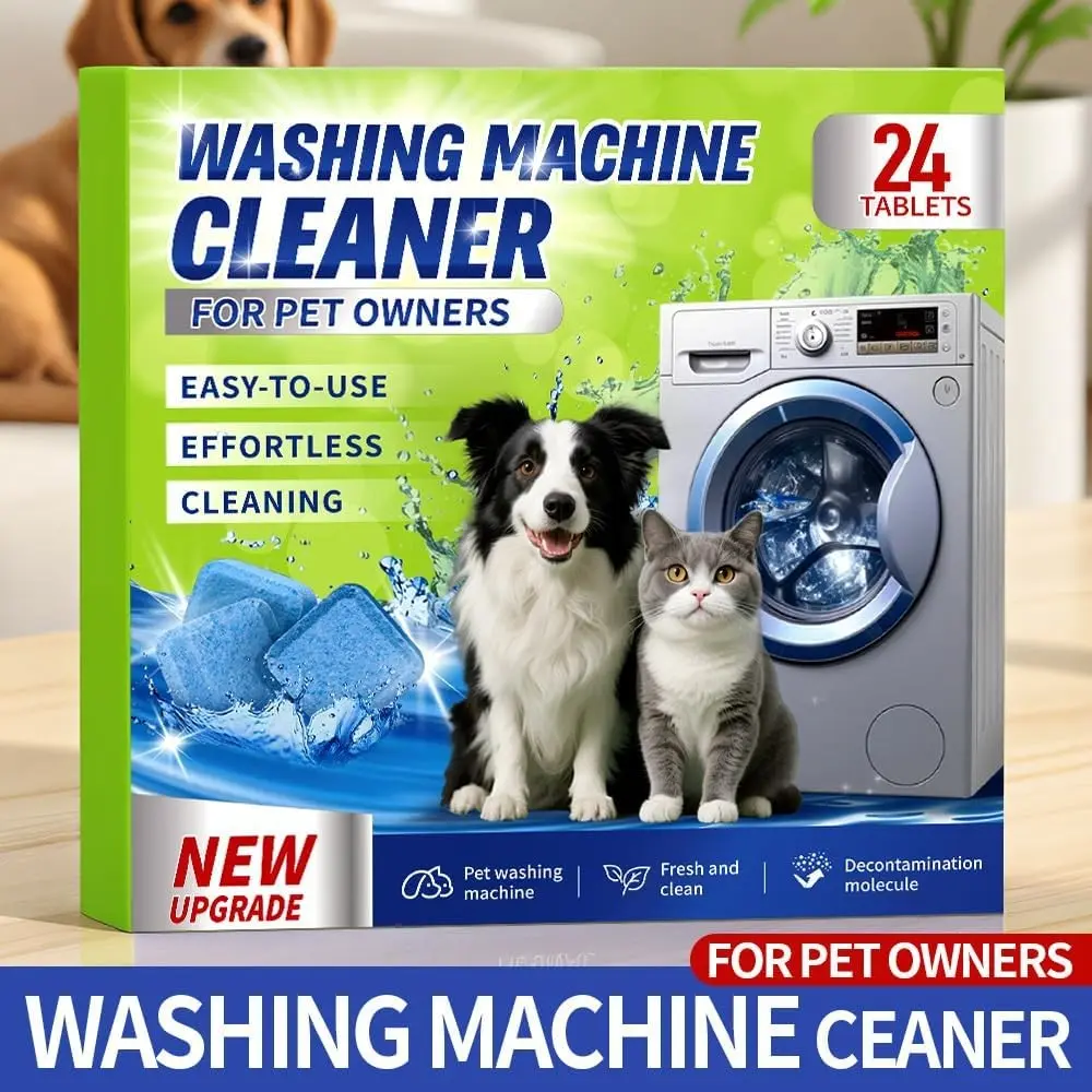 Pet Enzyme Formula Laundry Cleaner Tablets, Proteinase Washer Cleaners, Odor Remover, Laundry Odor Eliminator, Deep Cleaning, Pet Hair Removal, 24 Pieces, for All Washers