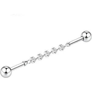 Industrial Bar Industrial Piercing Jewelry 14G Industrial Barbell Surgical Steel for Women Men With CZ/Pyramid/Cross Surface Cartilage Earring Body Piercing Jewelry 1 1/2 Inch 38mm