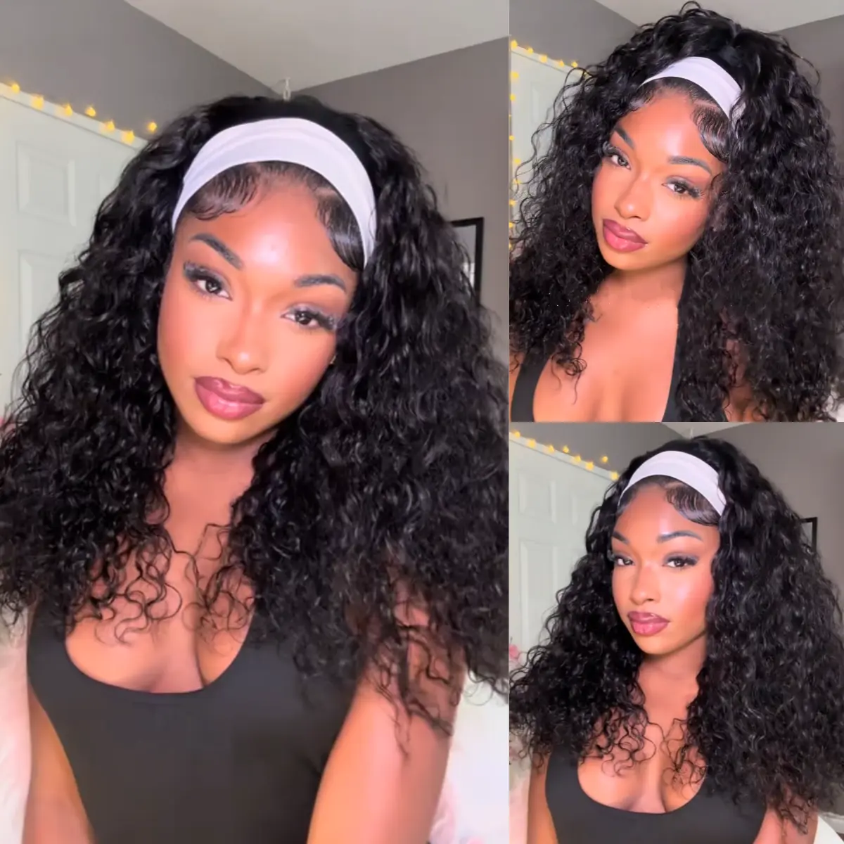 UNice Zero Stress Upgrade Water Wave Headband Wig Human Hair with Drawstring Glueless No Slipping Secure All Day Wigs for Beginners Friendly Summer Wig Tiktoksummersale