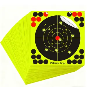 8 Inch Splatter Adhesive Bullseye Fluorescent Yellow Shooting Target Stickers, Shooting Outdoor and Indoor Ranges, Rective for Handguns, Rifle, Pistol, Pellet Guns, Airsoft, BB Guns（ 50 pieces/set）
