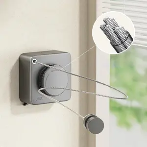 Upgrade Heavy-Duty Retractable Clothes Line -15.1 Ft 40Lb Wall Mounted Indoor and Outdoor Clotheslines - Durable,Space-Saving