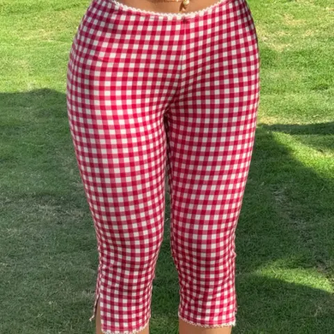 Plaid Fashion Capri Pants, Mid Waist, Plain Surface Unlined Design, Women's Casual Wear, Comfortable & Stylish, Casual Chic Bottoms