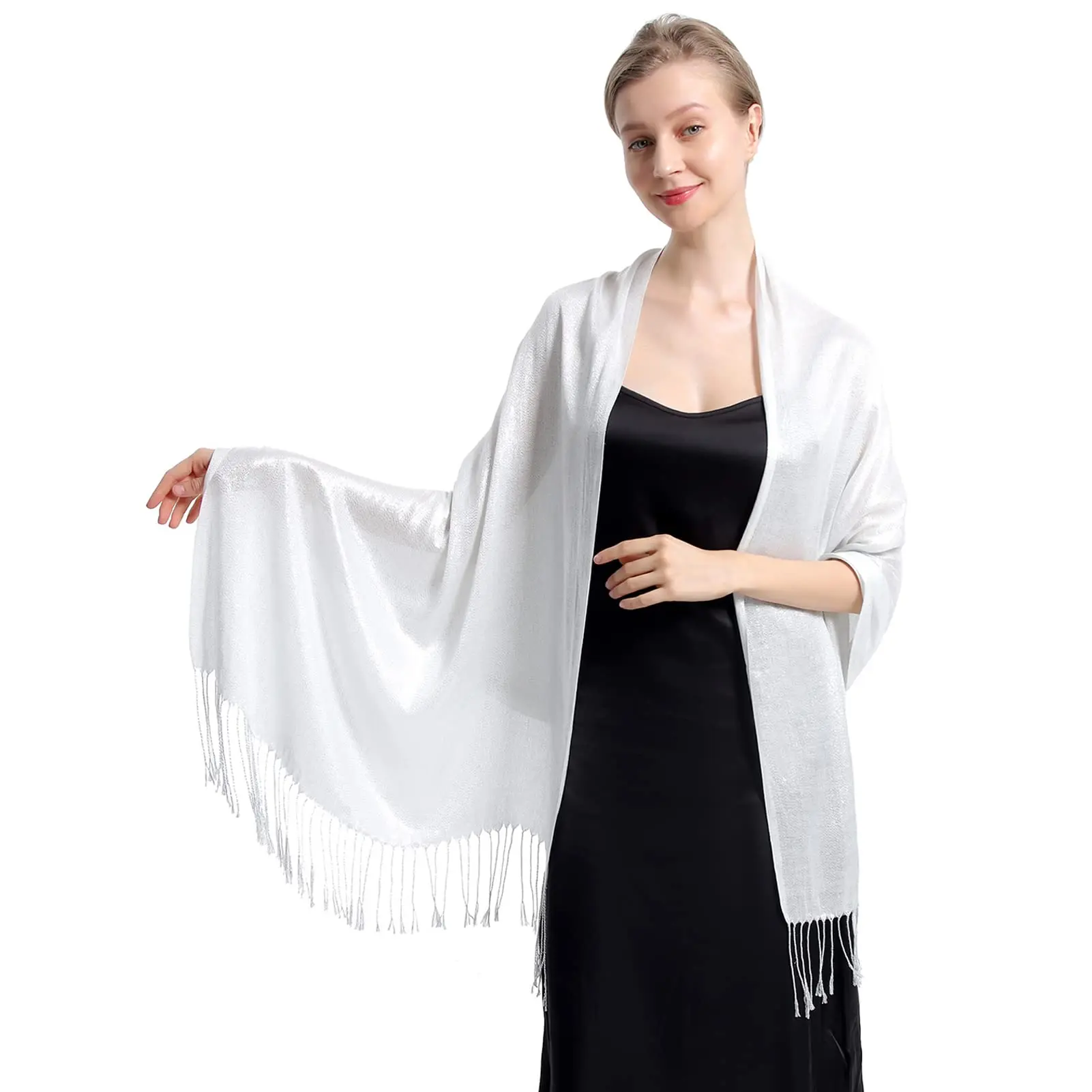 Sparkly Metallic Shawls And Wraps Women's Glitter Pashmina Shawl Scarf Forformal Evening Party Dresses