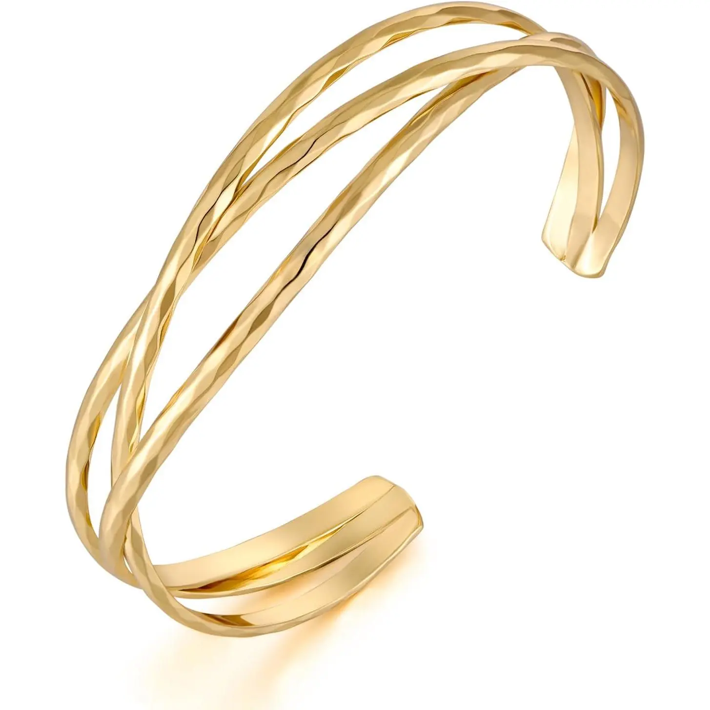 Cuff Bracelet for Women Chunky Multi-layer Cross Wire Open Bracelet Hollow Wide Cuff Bracelets Adjustable  Open Cuff Bangle Bracelet