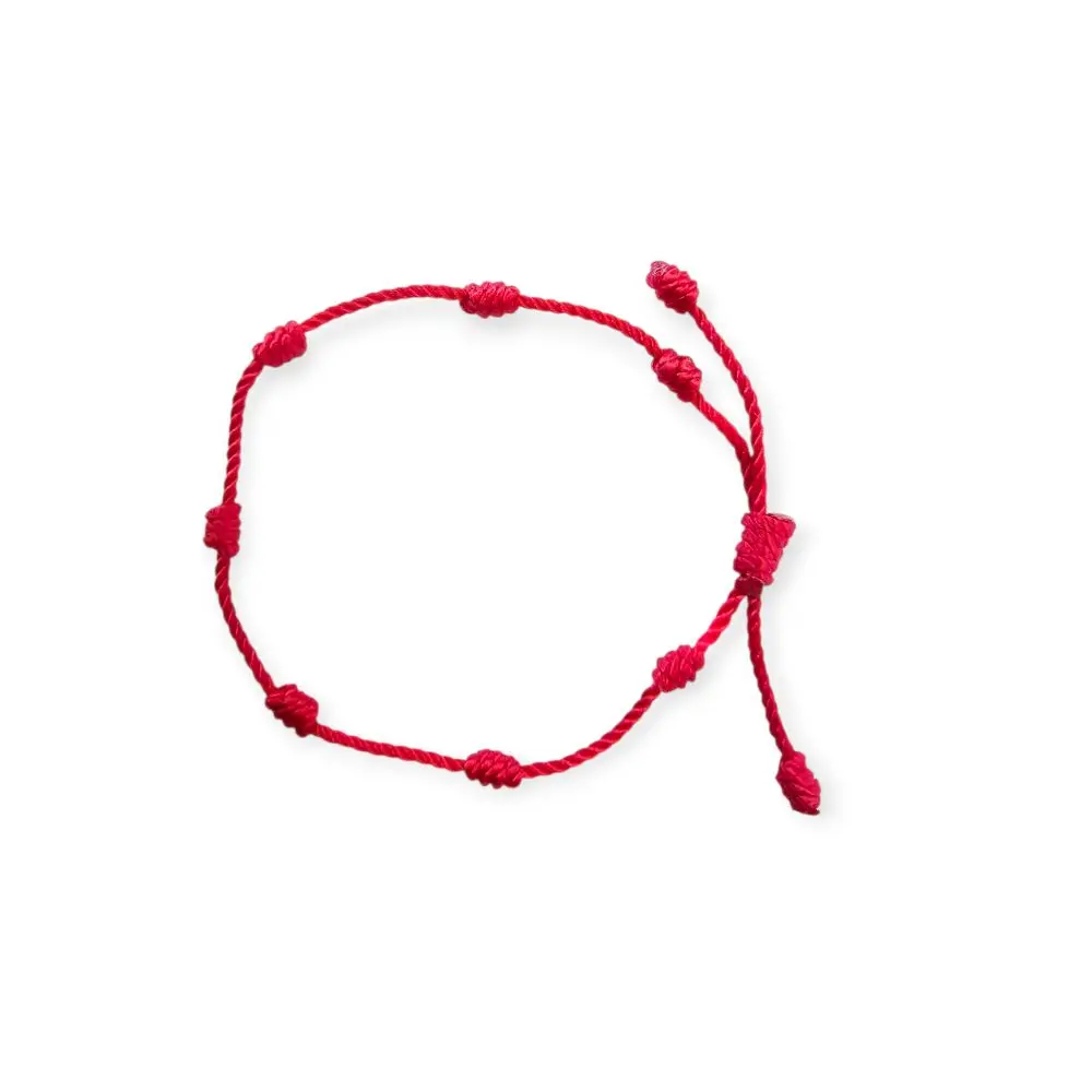 Red String 7-Knot Bracelet, Adjustable Knotted Amulet Jewelry for Spiritual Protection from Evil Eye, Energy Bracelet for Men and Women, Knotted Bracelet Jewelry