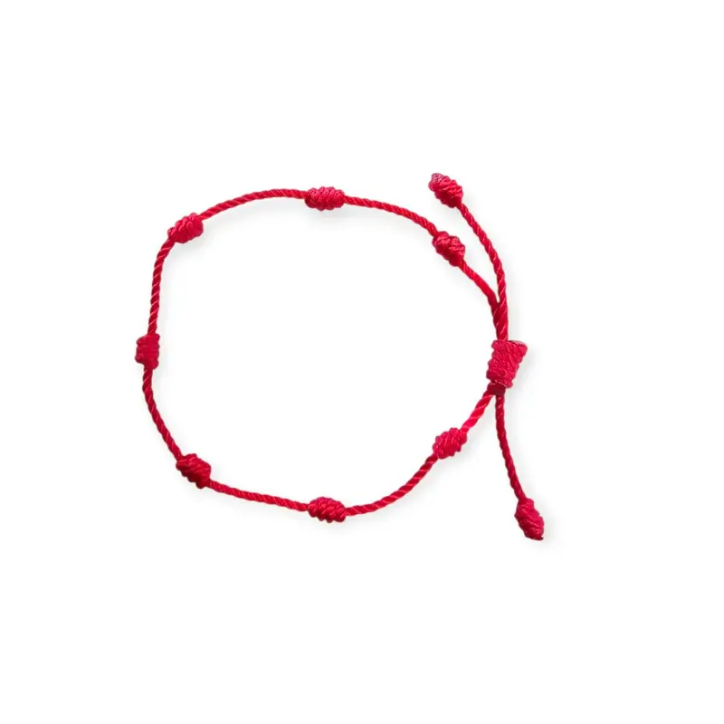 Women's Red Thread 7-Knot Lucky Energy Bracelet - Adjustable Knotted Jewelry, Pre-Blessed All Seasons Spiritual Defense Amulet, Inner Energy Boost Costume Fashion Accessory (String Bracelets & Bangles)