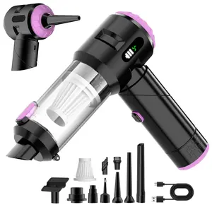 ISUNMEA Handheld Domestic Vacuum Cleaner,25000PA Strong Cyclonic Suction Foldable Mini Vacuum Portable Cordless with Digital Display and One Touch Dust Removal for Car, Home, Office, Kitchen (Purple)